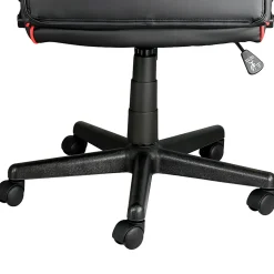 Elama Faux Leather/Mesh/Fabric High-Back Adjustable Office Task Chair, Black/Red Trim
