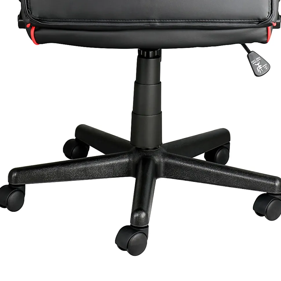 Elama Faux Leather/Mesh/Fabric High-Back Adjustable Office Task Chair, Black/Red Trim
