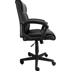 Elama Faux Leather Mid-Back Adjustable Office Chair, Black