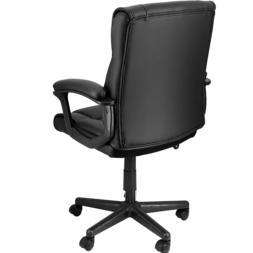 Elama Faux Leather Mid-Back Adjustable Office Chair, Black