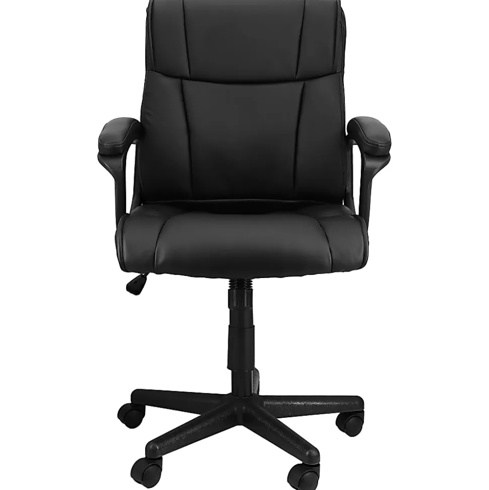 Elama Faux Leather Mid-Back Adjustable Office Chair, Black