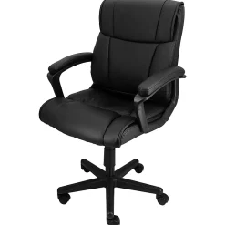 Elama Faux Leather Mid-Back Adjustable Office Chair, Black