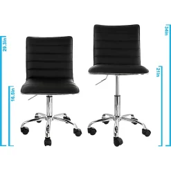 Elama Faux Leather Mid-Back Adjustable Rolling Task Chair, Black