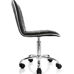 Elama Faux Leather Mid-Back Adjustable Rolling Task Chair, Black