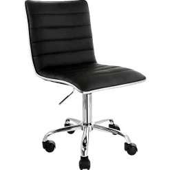 Elama Faux Leather Mid-Back Adjustable Rolling Task Chair, Black
