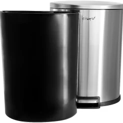 Elama 13-Gallon Half Circle Stainless Steel Step Trash Bin With Slow Close Mechanism, 25-1/2”H x 18-3/4”W x 12-5/8”D, Matte Silver