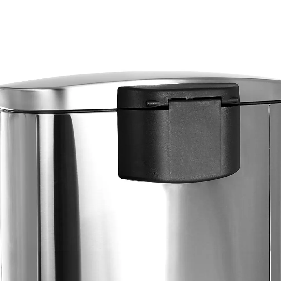 Elama 13-Gallon Half Circle Stainless Steel Step Trash Bin With Slow Close Mechanism, 25-1/2”H x 18-3/4”W x 12-5/8”D, Matte Silver