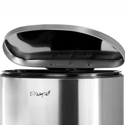Elama 13-Gallon Half Circle Stainless Steel Step Trash Bin With Slow Close Mechanism, 25-1/2”H x 18-3/4”W x 12-5/8”D, Matte Silver