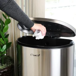 Elama 13-Gallon Half Circle Stainless Steel Step Trash Bin With Slow Close Mechanism, 25-1/2”H x 18-3/4”W x 12-5/8”D, Matte Silver