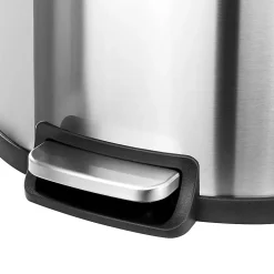 Elama 13-Gallon Half Circle Stainless Steel Step Trash Bin With Slow Close Mechanism, 25-1/2”H x 18-3/4”W x 12-5/8”D, Matte Silver