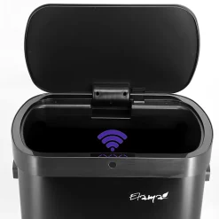 Elama 13-Gallon Plastic Automatic Sensor Hands-Free Trash Can, 25-1/4”H x 16-3/4”W x 12”D, Black