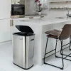 Elama 14.5-Gallon Stainless Steel Automatic Sensor Hands-Free Trash Can, 25-1/4”H x 16-3/4”W x 12”D, Silver