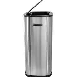 Elama 14.5-Gallon Stainless Steel Automatic Sensor Hands-Free Trash Can, 25-1/4”H x 16-3/4”W x 12”D, Silver