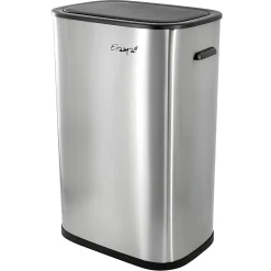 Elama 14.5-Gallon Stainless Steel Automatic Sensor Hands-Free Trash Can, 25-1/4”H x 16-3/4”W x 12”D, Silver