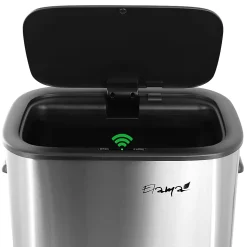 Elama 14.5-Gallon Stainless Steel Automatic Sensor Hands-Free Trash Can, 25-1/4”H x 16-3/4”W x 12”D, Silver