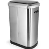 Elama 13-Gallon Stainless Steel Automatic Sensor Hands-Free Trash Can, 25-1/4”H x 16-3/4”W x 12”D, Silver