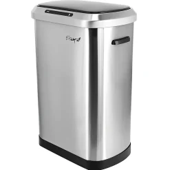 Elama 13-Gallon Stainless Steel Automatic Sensor Hands-Free Trash Can, 25-1/4”H x 16-3/4”W x 12”D, Silver
