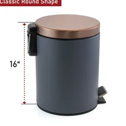 Elama 3 Gallon Stylish Grey and Copper Soft Pedal Office, Kitchen and Bathroom Trash Bin