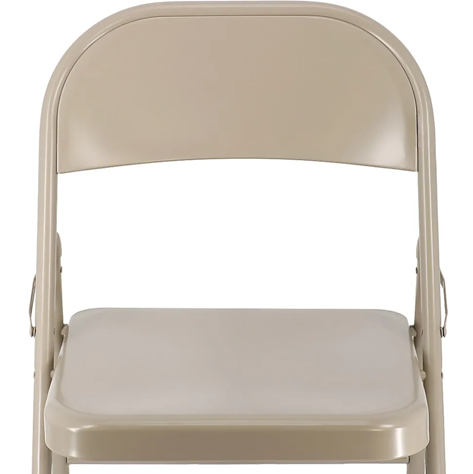 Elama Indoor And Outdoor Metal Folding Chairs, Beige, Set Of 4 Chairs