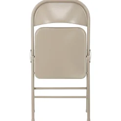 Elama Indoor And Outdoor Metal Folding Chairs, Beige, Set Of 4 Chairs