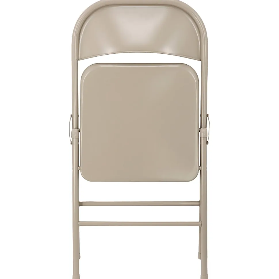 Elama Indoor And Outdoor Metal Folding Chairs, Beige, Set Of 4 Chairs