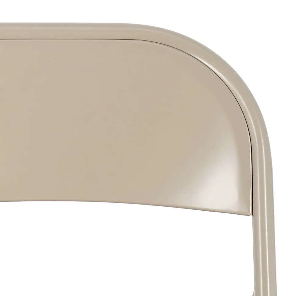 Elama Indoor And Outdoor Metal Folding Chairs, Beige, Set Of 4 Chairs