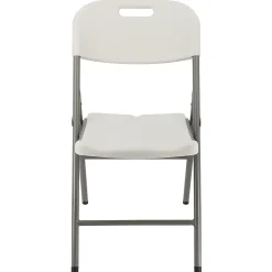 Elama Indoor And Outdoor Plastic Folding Chairs, White/Gray, Set Of 4 Chairs