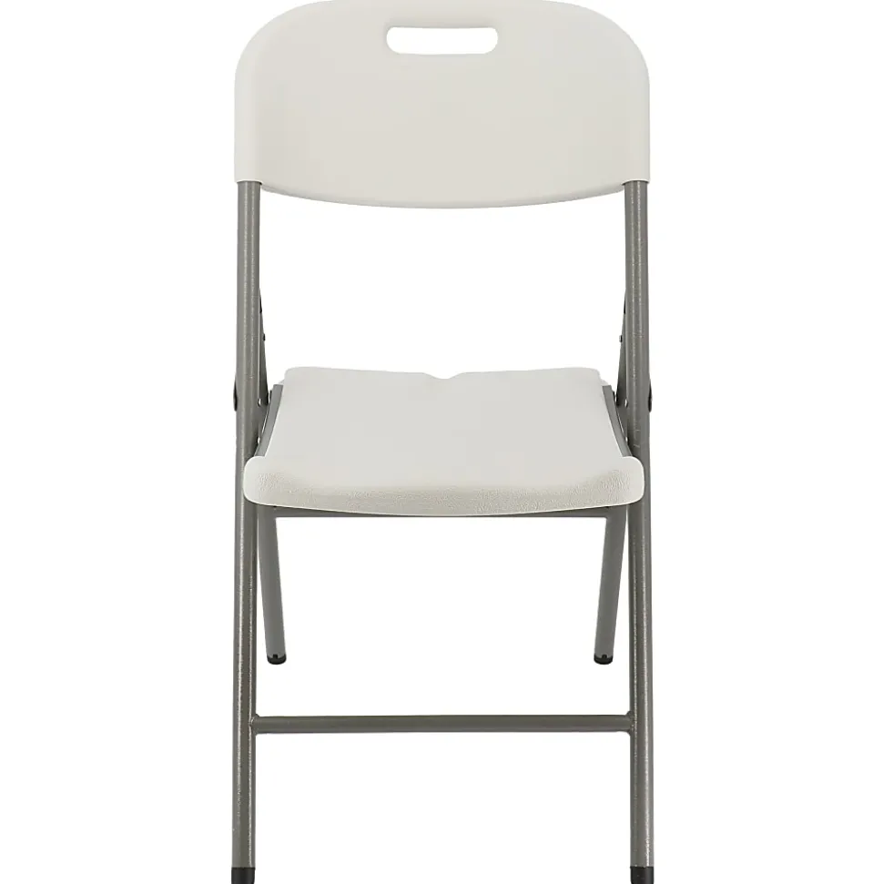 Elama Indoor And Outdoor Plastic Folding Chairs, White/Gray, Set Of 4 Chairs