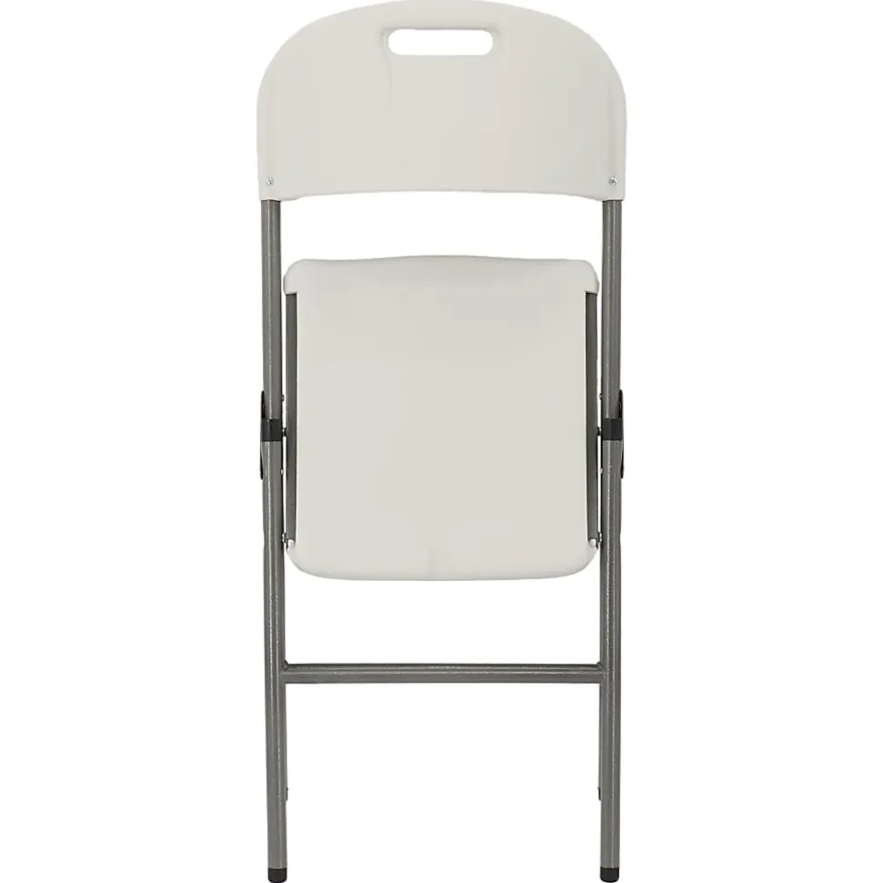 Elama Indoor And Outdoor Plastic Folding Chairs, White/Gray, Set Of 4 Chairs