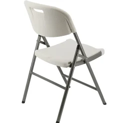 Elama Indoor And Outdoor Plastic Folding Chairs, White/Gray, Set Of 4 Chairs