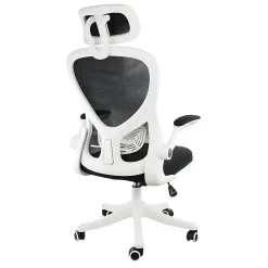 Elama Mesh/Fabric High-Back Adjustable Office Task Chair, White/Black