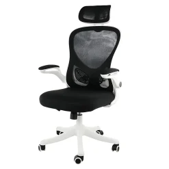 Elama Mesh/Fabric High-Back Adjustable Office Task Chair, White/Black