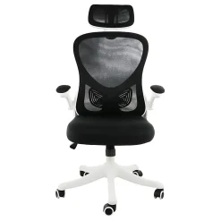 Elama Mesh/Fabric High-Back Adjustable Office Task Chair, White/Black