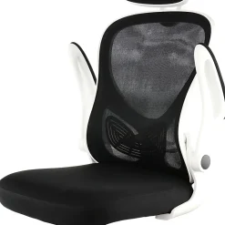 Elama Mesh/Fabric High-Back Adjustable Office Task Chair, White/Black