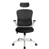 Elama Mesh/Fabric High-Back Adjustable Office Task Chair, Black/White