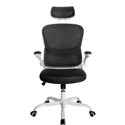 Elama Mesh/Fabric High-Back Adjustable Office Task Chair, Black/White