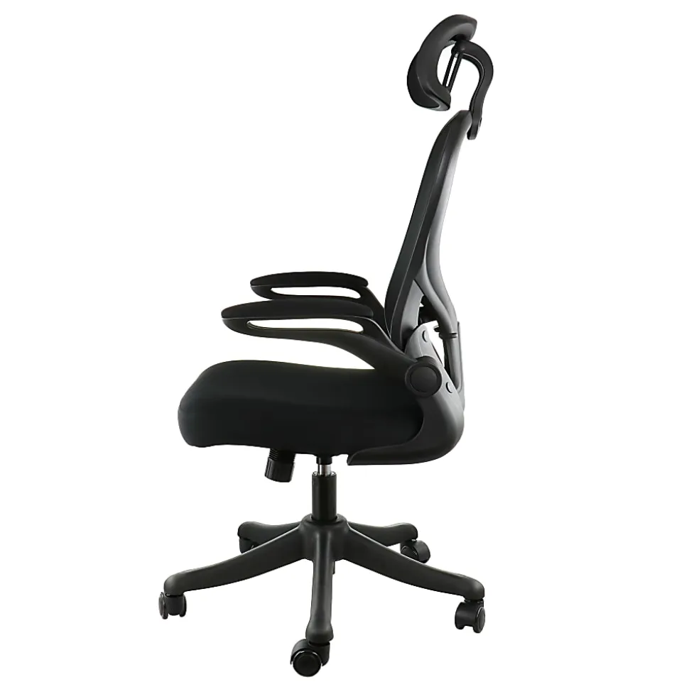 Elama Mesh/Fabric High-Back Adjustable Office Task Chair, Black/Gray