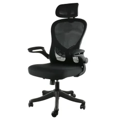 Elama Mesh/Fabric High-Back Adjustable Office Task Chair, Black/Gray