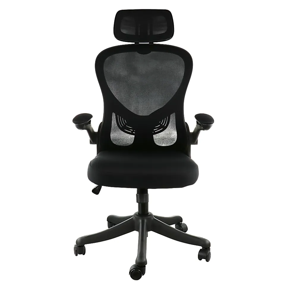 Elama Mesh/Fabric High-Back Adjustable Office Task Chair, Black/Gray