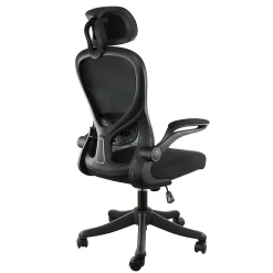 Elama Mesh/Fabric High-Back Adjustable Office Task Chair, Black/Gray