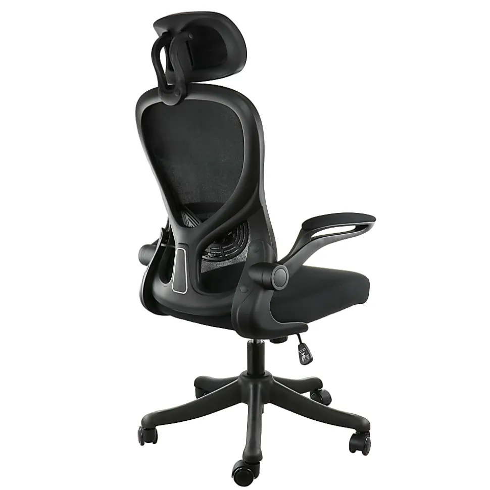 Elama Mesh/Fabric High-Back Adjustable Office Task Chair, Black/Gray