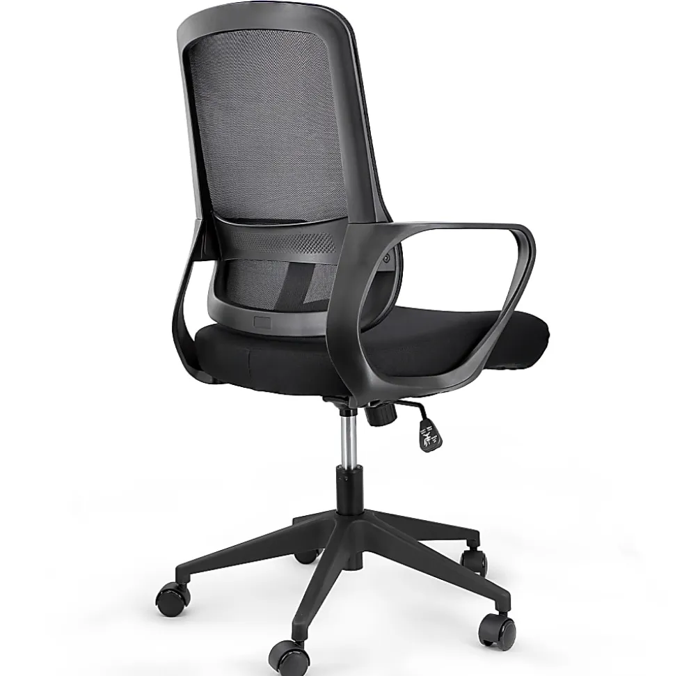 Elama Mesh/Fabric Mid-Back Adjustable Office Task Chair, 40-3/8"H, Black