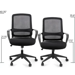 Elama Mesh/Fabric Mid-Back Adjustable Office Task Chair, 40-3/8"H, Black