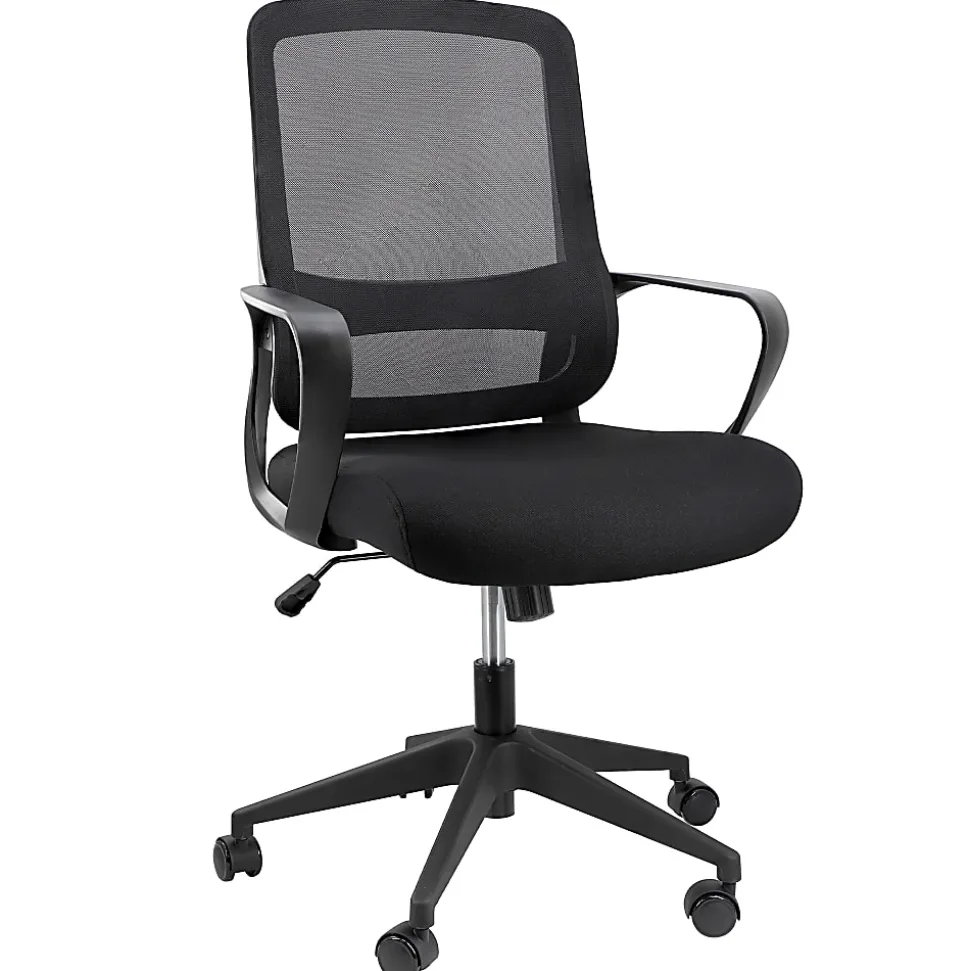 Elama Mesh/Fabric Mid-Back Adjustable Office Task Chair, 40-3/8"H, Black