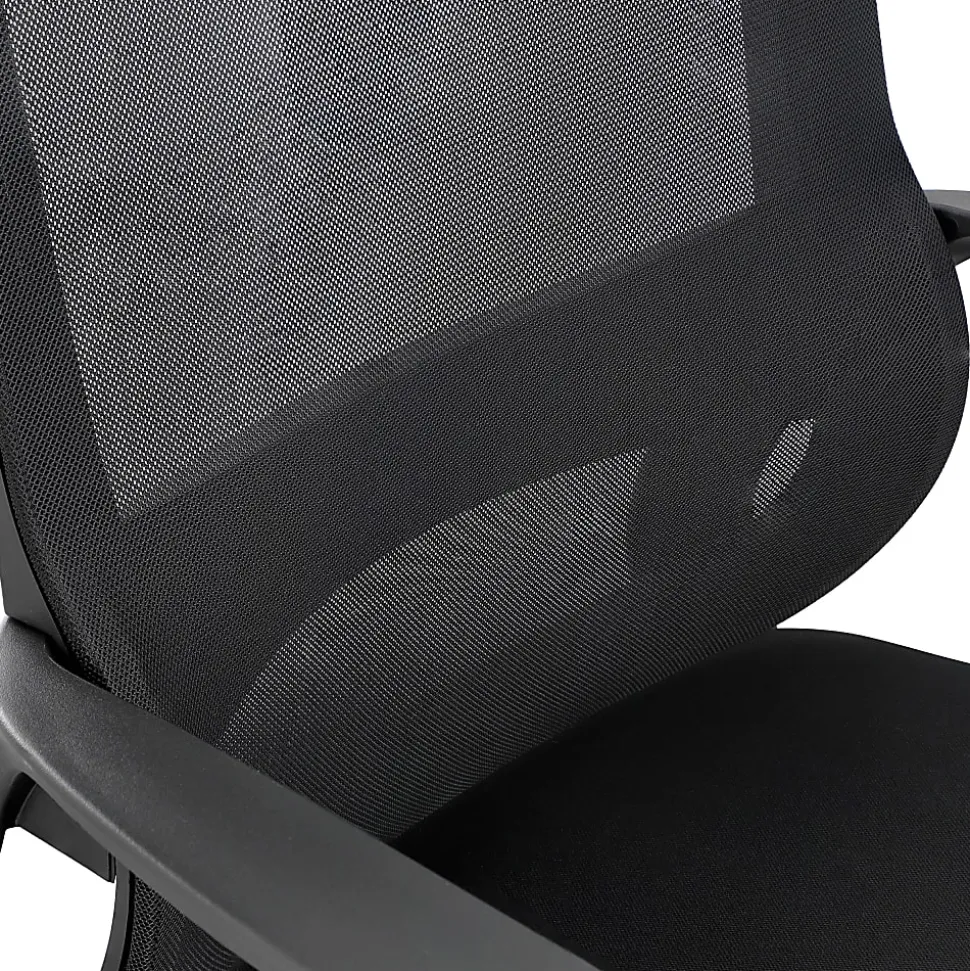 Elama Mesh/Fabric Mid-Back Adjustable Office Task Chair, 40-3/8"H, Black