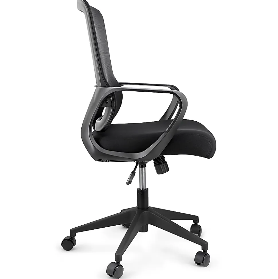 Elama Mesh/Fabric Mid-Back Adjustable Office Task Chair, 40-3/8"H, Black