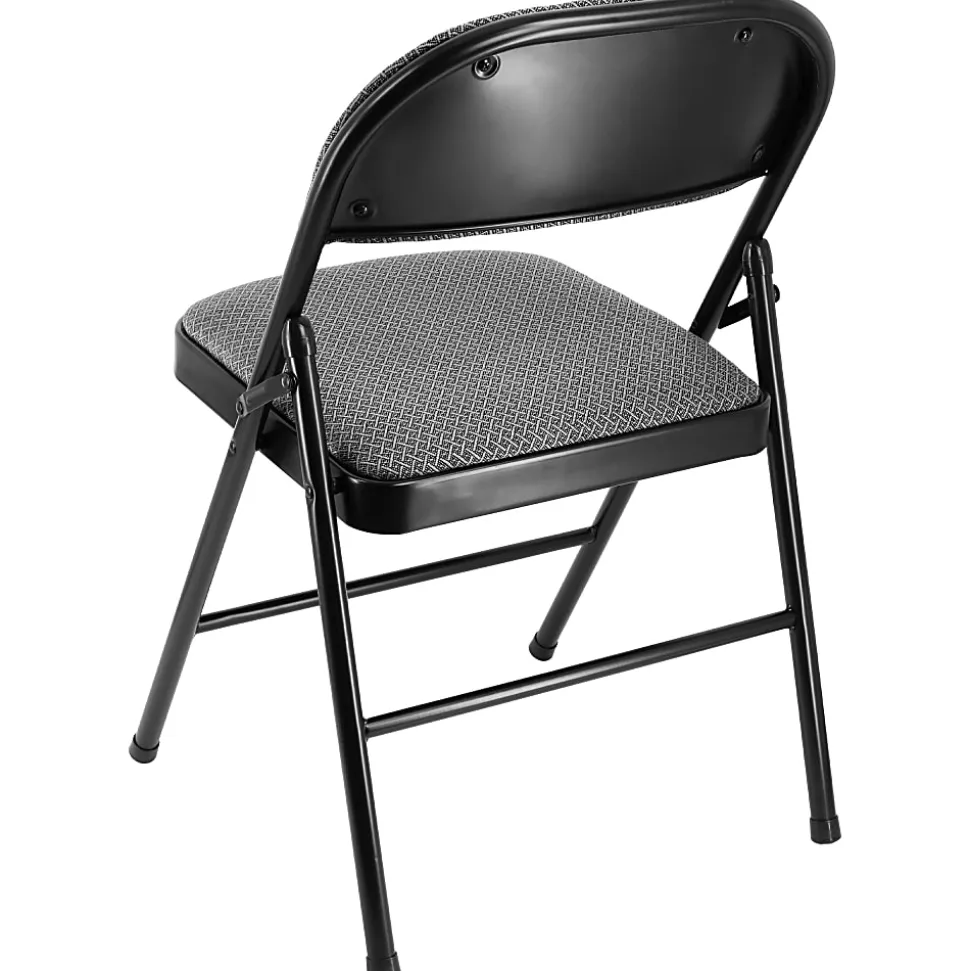 Elama Metal Folding Chairs With Padded Seats, Gray, Set Of 4 Chairs