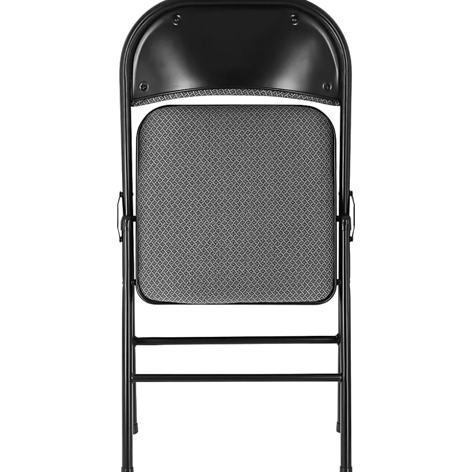 Elama Metal Folding Chairs With Padded Seats, Gray, Set Of 4 Chairs