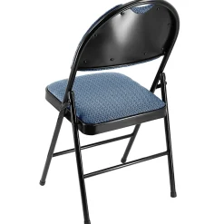 Elama Metal Folding Chairs With Padded Seats, Dark Blue/Black, Pack Of 4 Chairs