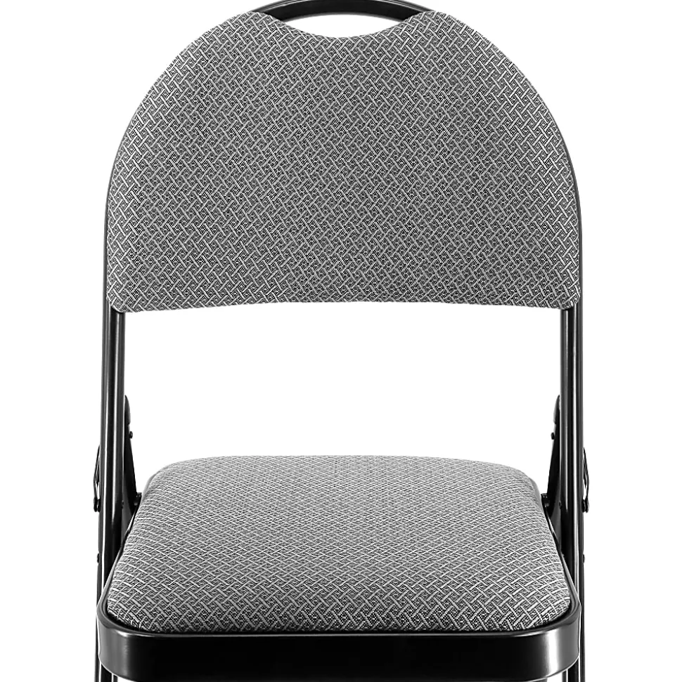Elama Metal Folding Chairs With Padded Seats And Top Handles, Gray, Set Of 4 Chairs